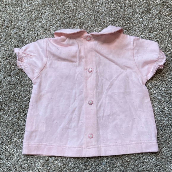 Jacadi Pink Blouse with Peter Pan Collar and embroidered flowers NWT 6 months - Picture 5 of 6